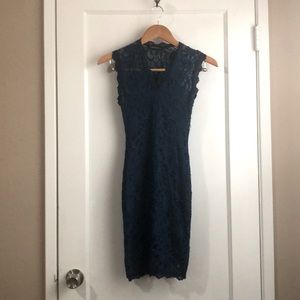 Vintage Navy Bodycon Lace Dress